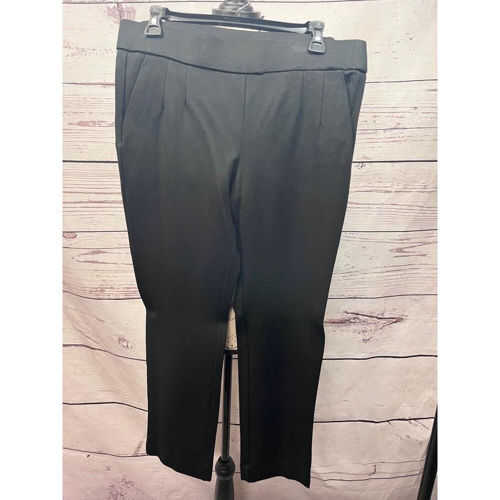 Anne Klein Size 10 Black Stretchy Pants Flat Waist Inseam Womens